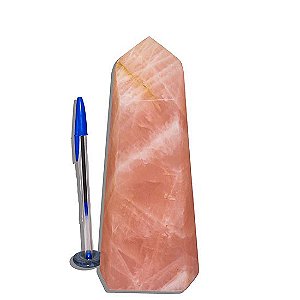 Ponta Quartzo Rosa Grande 20cm 1,47Kg Pedra Natural Classe B