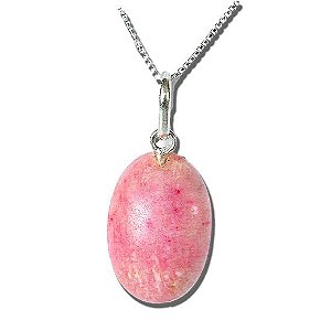 Colar Mini Cabochão Pedra Amazonita Pìnk Pino Prata 950