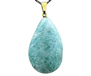 Colar Gota Amazonita Verde Pedra Natural Montagem Dourado