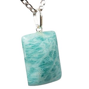 Colar Retângulo Pedra Amazonita Verde Prata 950