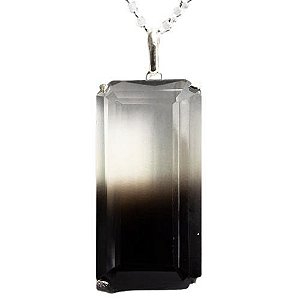 Colar Gema Opalado e Fumê Facetado Bi color Prata 950
