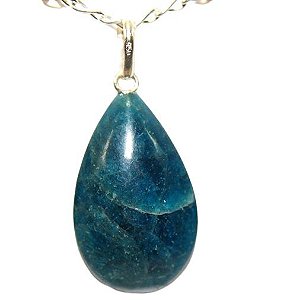 Colar Gota Apatita Azul Montagem Pino Prata 950