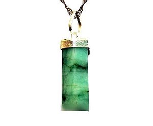 Colar Canudo Esmeralda Pedra Natural Prata 950