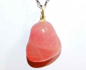 Colar Pedrinha Quartzo Rosa Verdadeira Montagem Prata 950