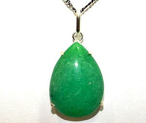 Colar Gota Lisa Quartzo Verde Prata 950 Garra