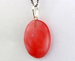 Colar Cabochão Quartzo Cereja Castoação Pino Prata 950