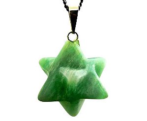 Colar Merkaba Pedra Amazonita Verde Natural Argola Prata 950