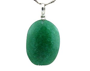 Colar Cabochão Pedra Aventurina Verde Prata 950