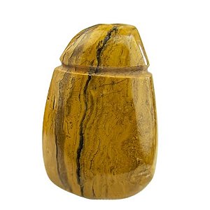 Pingente Pedra Rolada Jaspe Amarelo Difusor Aromaterapia Ranhurado