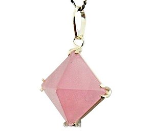 Colar Pirâmide Pedra Quartzo Rosa na Garra em Prata 950