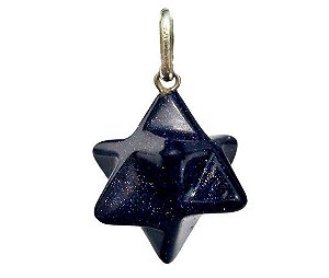 Colar Merkabah Estrela Azul Extra Pingente Argola Prata 950