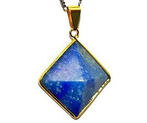 Colar Pirâmide Quartzo Azul  Castoação Montagem Dourado