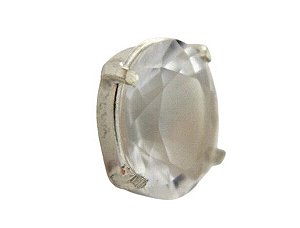 Brinco Prata 950 Pedra Cristal Oval Facetado Trava Tarracha