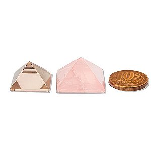 Kit 2 Mini Pirâmides Quartzo Rosa e Fumê Natural 10 a 20mm