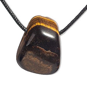 Colar Difusor Pedra Olho de Tigre Rolado Furo Aromaterapia