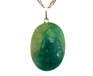 Colar Cabochão Oval Jade Verde de MG Pino Prateado