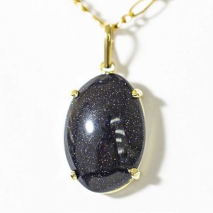 Colar Extra Cabochão Pedra Estrela Azul  Garra Prata 950