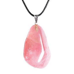 Colar Pedra Quartzo Rosa Extra Montagem Pino Prata 950