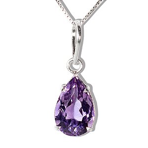 Colar Gema Gota Ametista Facetado 13mm Garra Prata 950