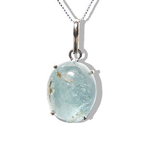 Pingente Cabochão Topázio Azul Natural Liso Garra Prata 950