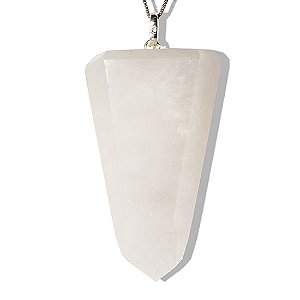Colar Pontinha Quartzo Leitoso Média 40mm Pino Prata 950