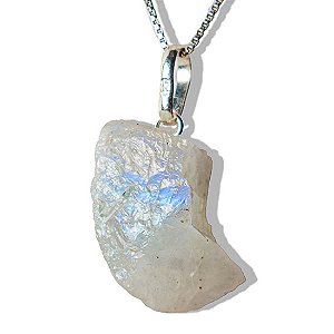 Colar Pedrinha Bruto Pedra da Lua Montagem Pino Prata 950