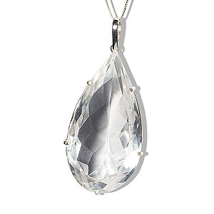 Colar Cristal Gigante Gota Facetado Garra Prata 950