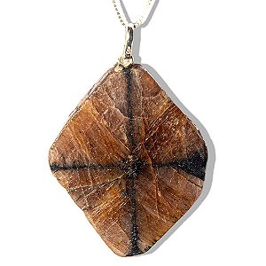 Colar Pedra da Cruz ou Quiastorita 35 a 40mm Prata 950