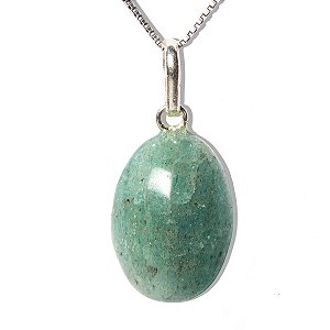 Colar Cabochão Aventurina Verde Montagem Pino Prata 950