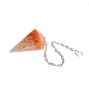 Pêndulo Aragonita Raio Laranja Natural Pedra Facetado
