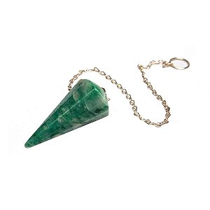 Pêndulo Facetado Pedra Jade Verde Natural Sextavado