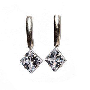 Brinco Princesa Zircônia Prata 925 Joia Fina