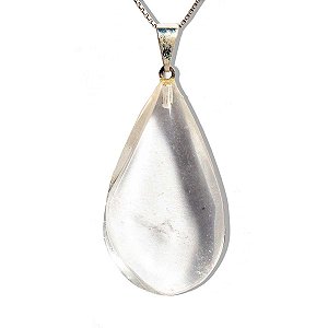 Colar Gota Cristal Quartzo Comum Montagem Pino Prateado