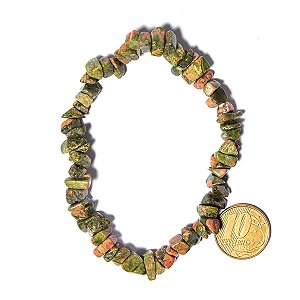 Pulseira Pedra Unakita Rolado Montagem Fibra de Silicone