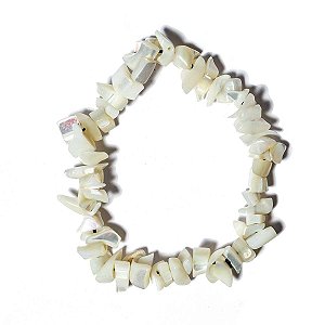 Pulseira Pedra Madreperola Rolado Montagem Fibra de Silicone