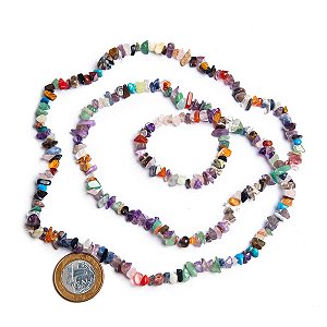 Fio Cascalho Pedras Mistas Furado 90 cm Para Fazer Pulseira