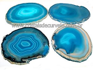 Chapa de Agata Azul Claro Porta Copos Ou Artesanato G 100mm