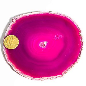 Chapa de Agata Rosa 10cm Porta Copos Ou Artesanato Tamanho Grande