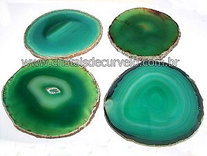 Chapa de Agata Verde Porta Copos Ou Artesanato G 100mm