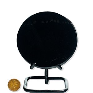 Espelho Obsidiana Negra Disco Pedra Natural 90 a 100mm Tipo B