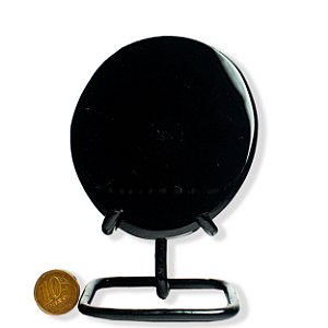 Espelho Obsidiana Negra Oval Pedra Natural 100 a 110mm Tipo B