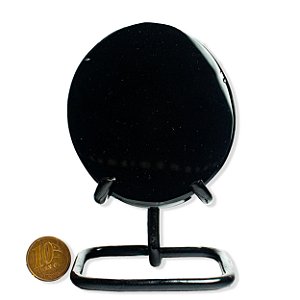 Espelho Obsidiana Negra Oval Pedra Natural 90 a 100mm Tipo B