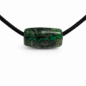 Barril Furado Longitudinal Pedra Malaquita na Matriz 30mm