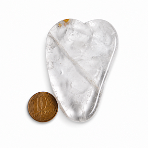 01 Massageador Gua Sha Quartzo Cristal Pedra Natural 50g 70mm