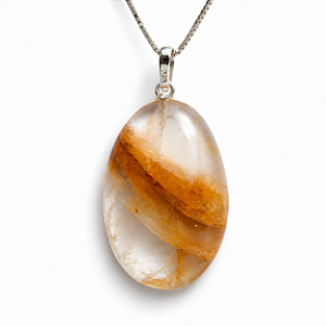 Colar Cabochão Hematoide Amarelo Castoação Pino Prata 950
