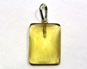 01 Pingente Nlux Retângulo Cabochão Oval Citrino Natural Castoação Prata 950