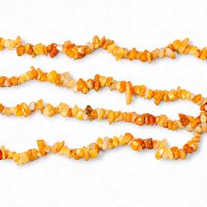 Fio Cascalho Quartzo Laranja Natural Furado 90cm Pra Pulseira