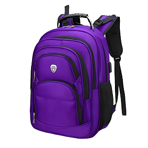 Mochila Bolsa Masculina Executiva Impermeável Notebook Usb Resistente-Roxo