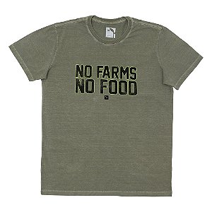 CAMISETA NO FARMS NO FOOD - ESTONADA - MILITAR