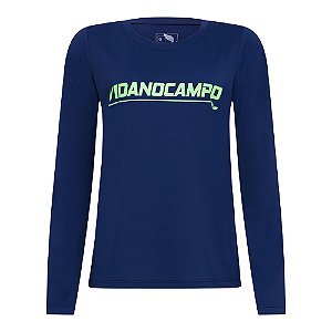CAMISA TERMICA FEMININA UV50+ | AZUL MARINHO COM VERDE